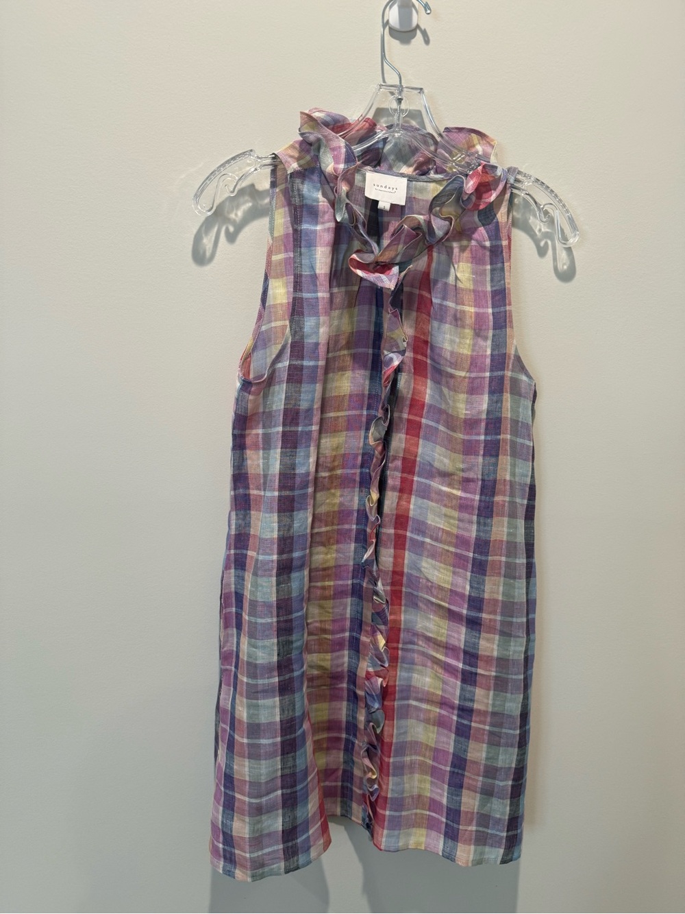 Tucker + Tate Girls' Purple Plaid Ruffle Sleeveless Shirt